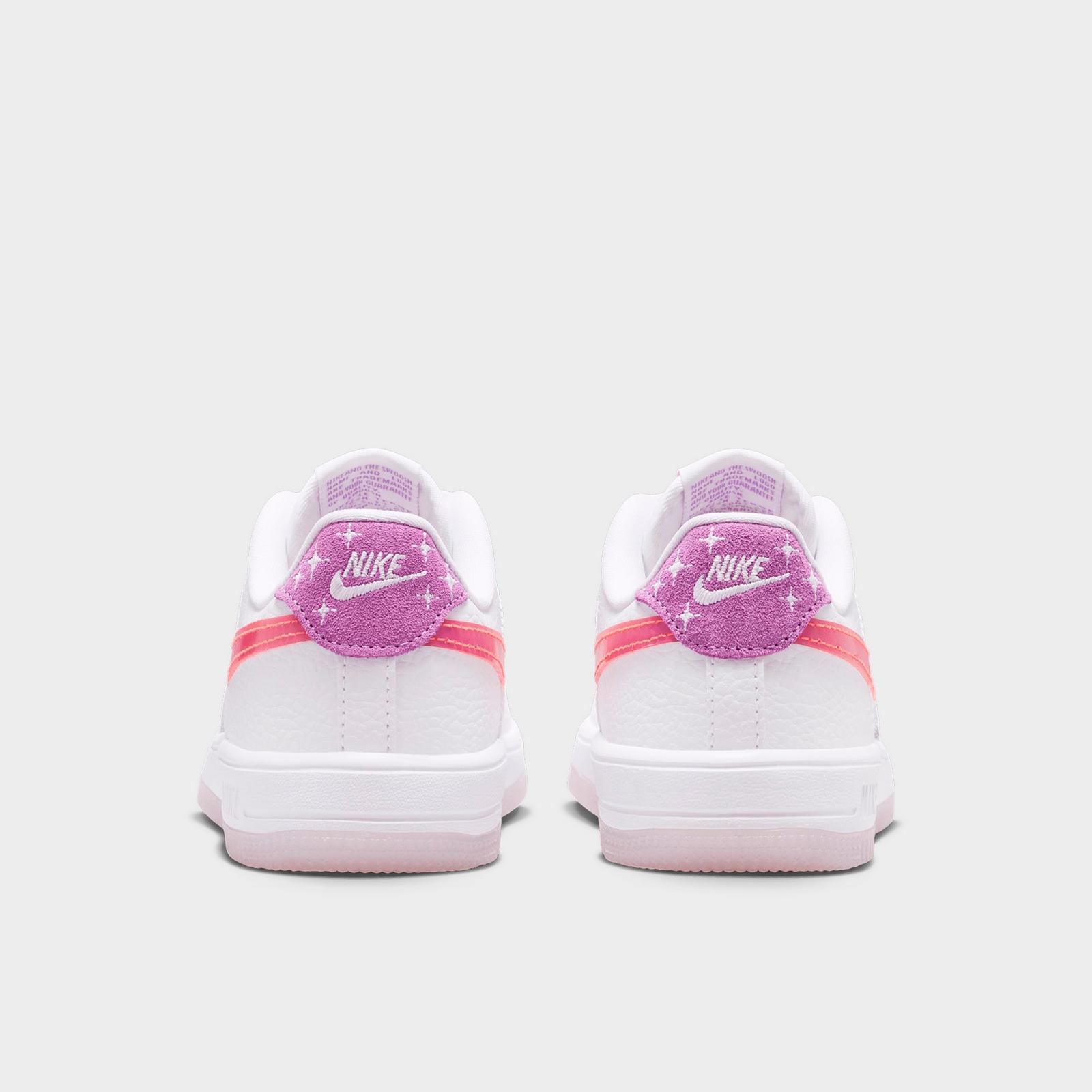 Little Kids' Nike Force 1 Low Casual Shoes - White/Turf Orange/Bright Violet