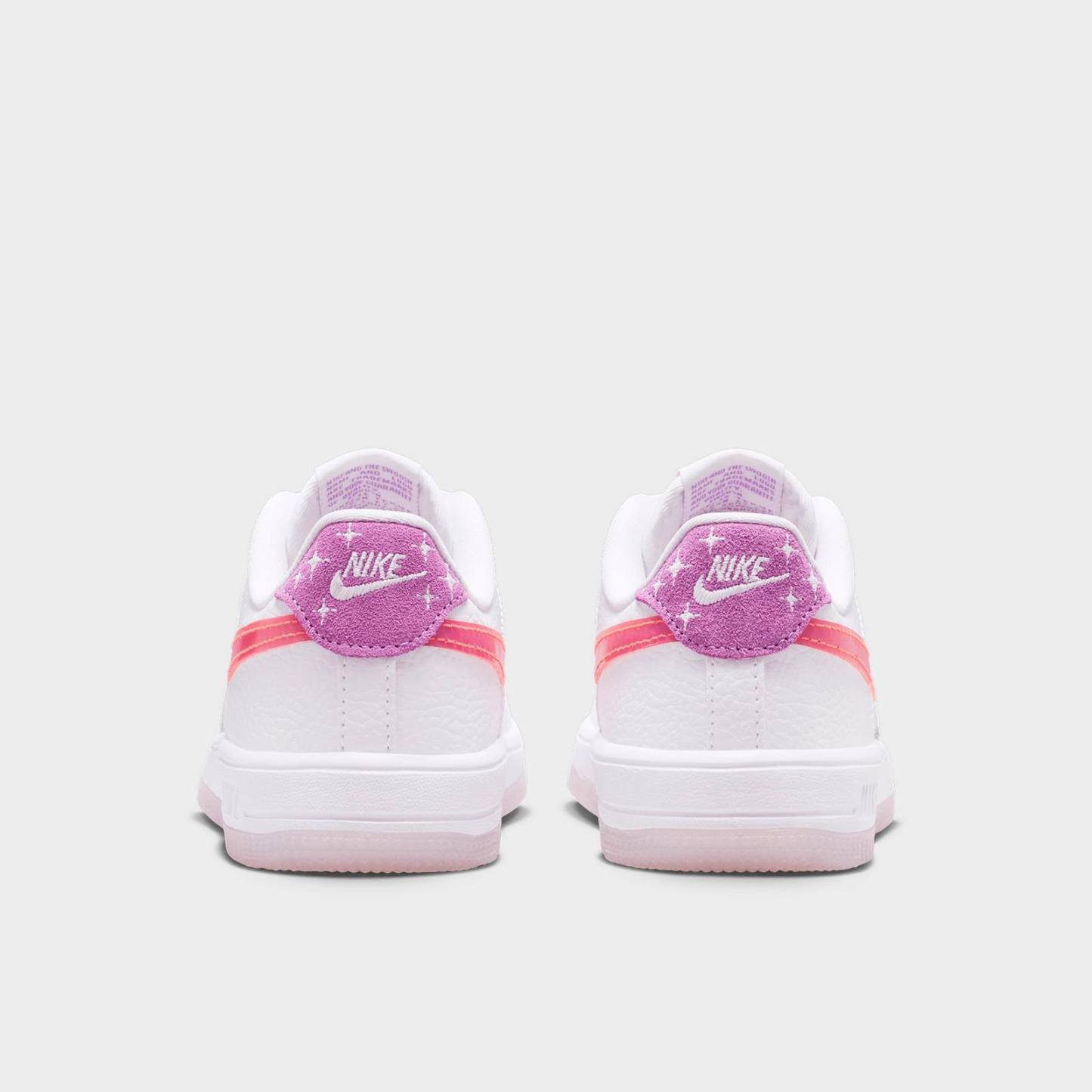Little Kids' Nike Force 1 Low Casual Shoes - White/Turf Orange/Bright Violet