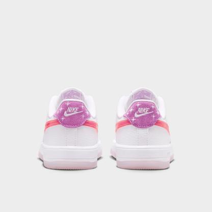 Little Kids' Nike Force 1 Low Casual Shoes - White/Turf Orange/Bright Violet