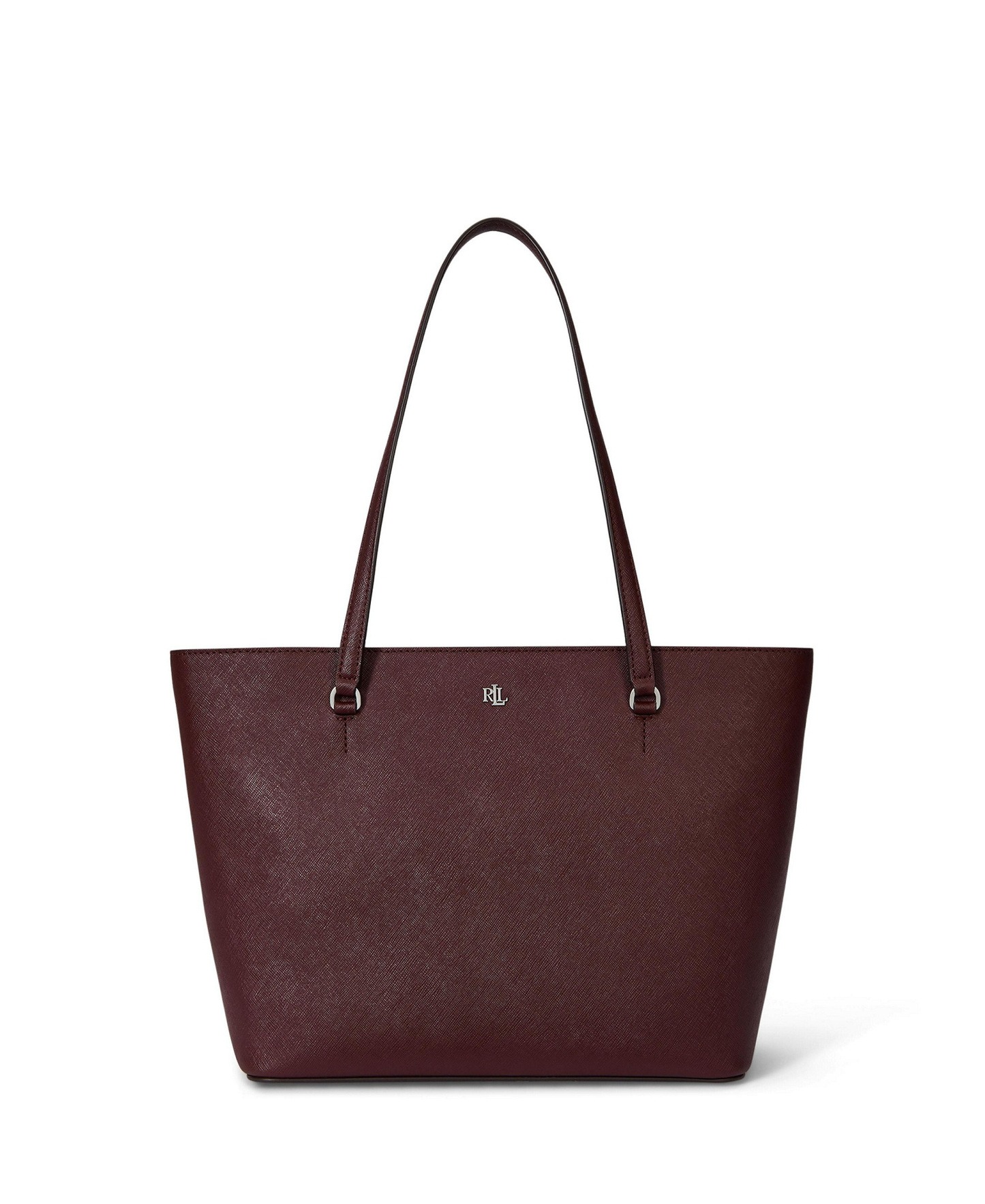 Lauren Ralph Lauren Crosshatch Leather Karly Medium Shopper Tote Handbag - Purple