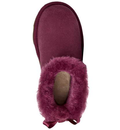 UGG® Kids Ultra Mini Bailey Bow Round Toe Booties - Dark Winterberry