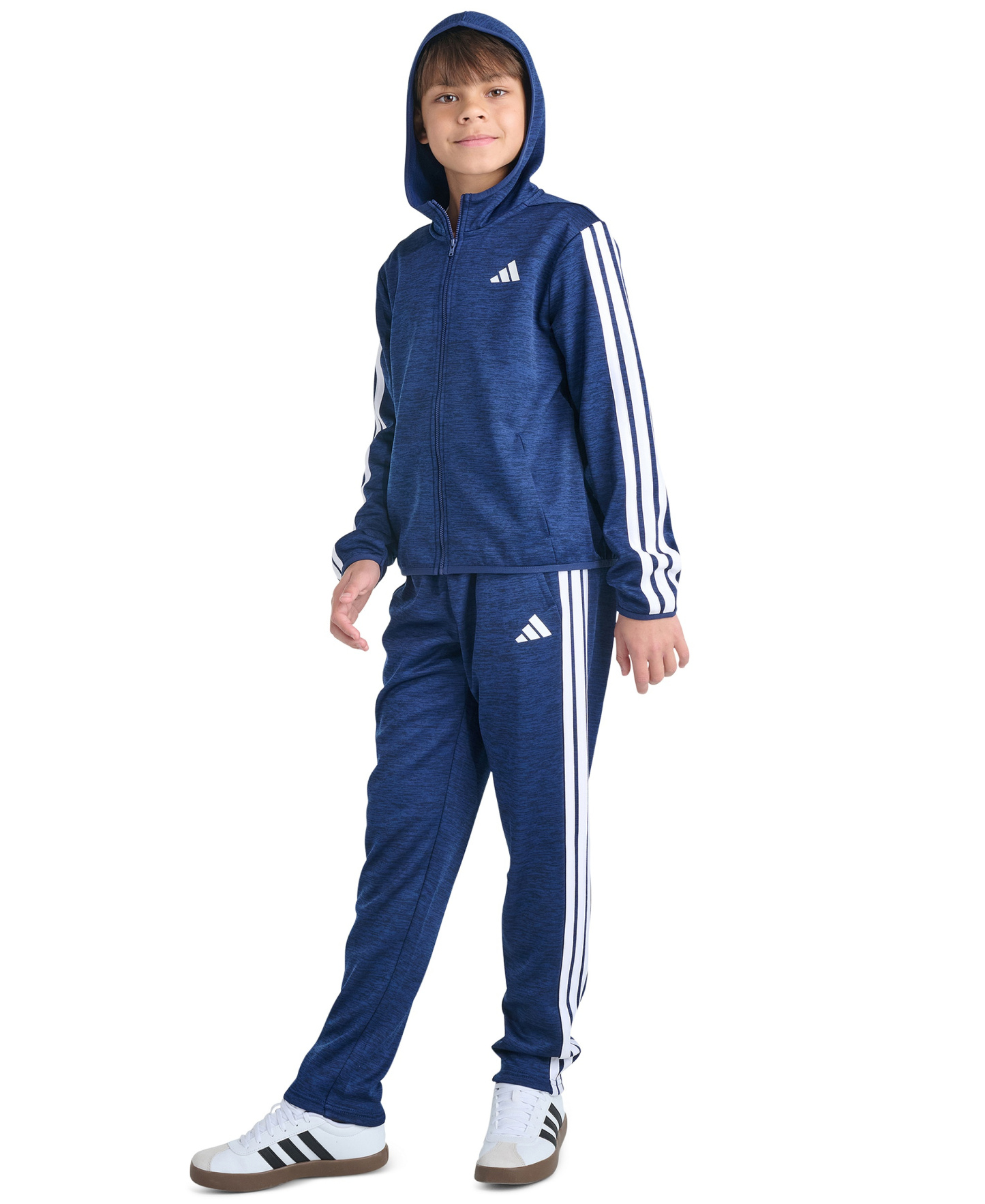 adidas Boys' 8-20 Long-Sleeve Hooded Jacket - Dark Blue Heather