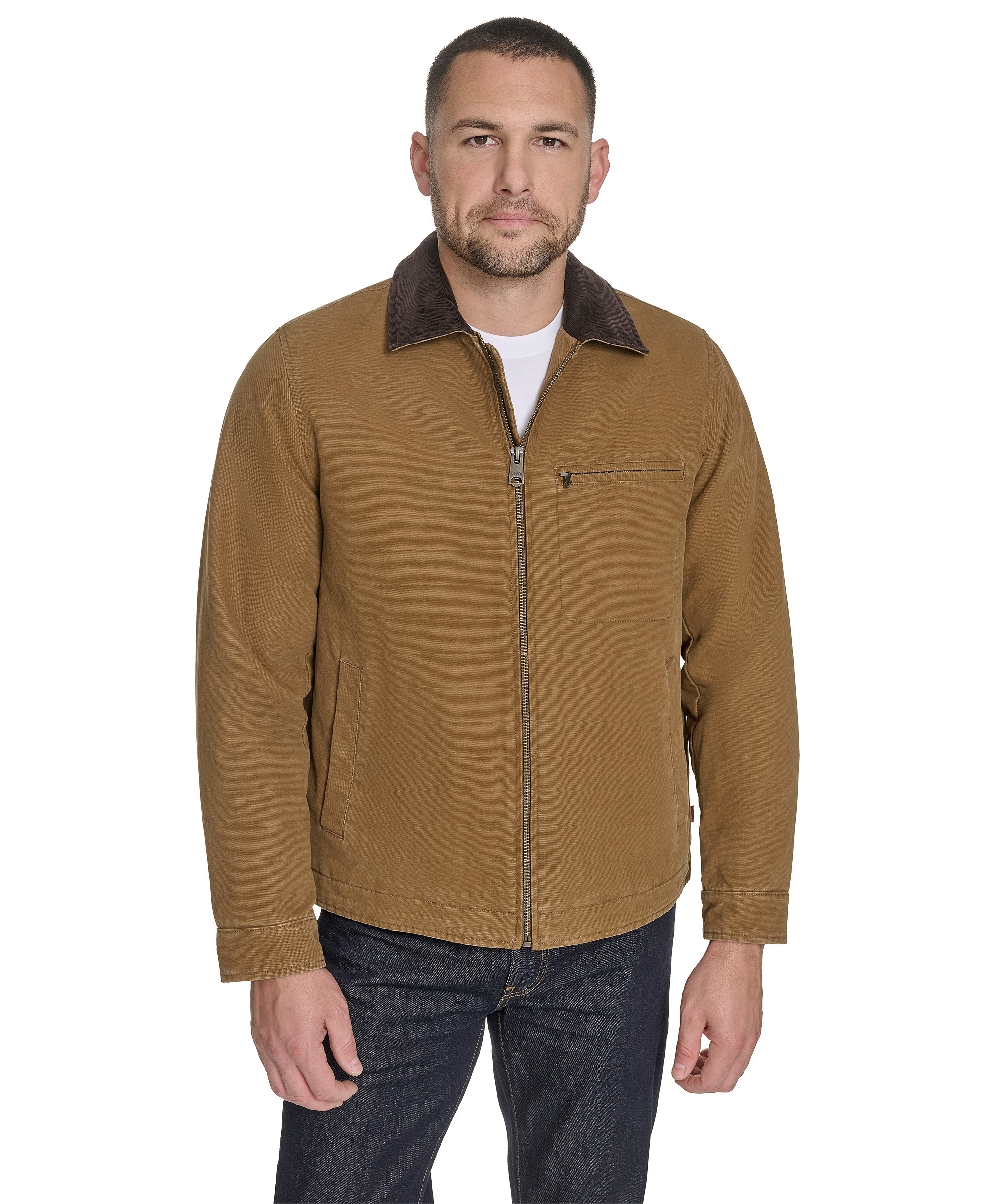 Levi's Men's Cotton Canvas Zip-Front Depot Jacket - Worker Brown