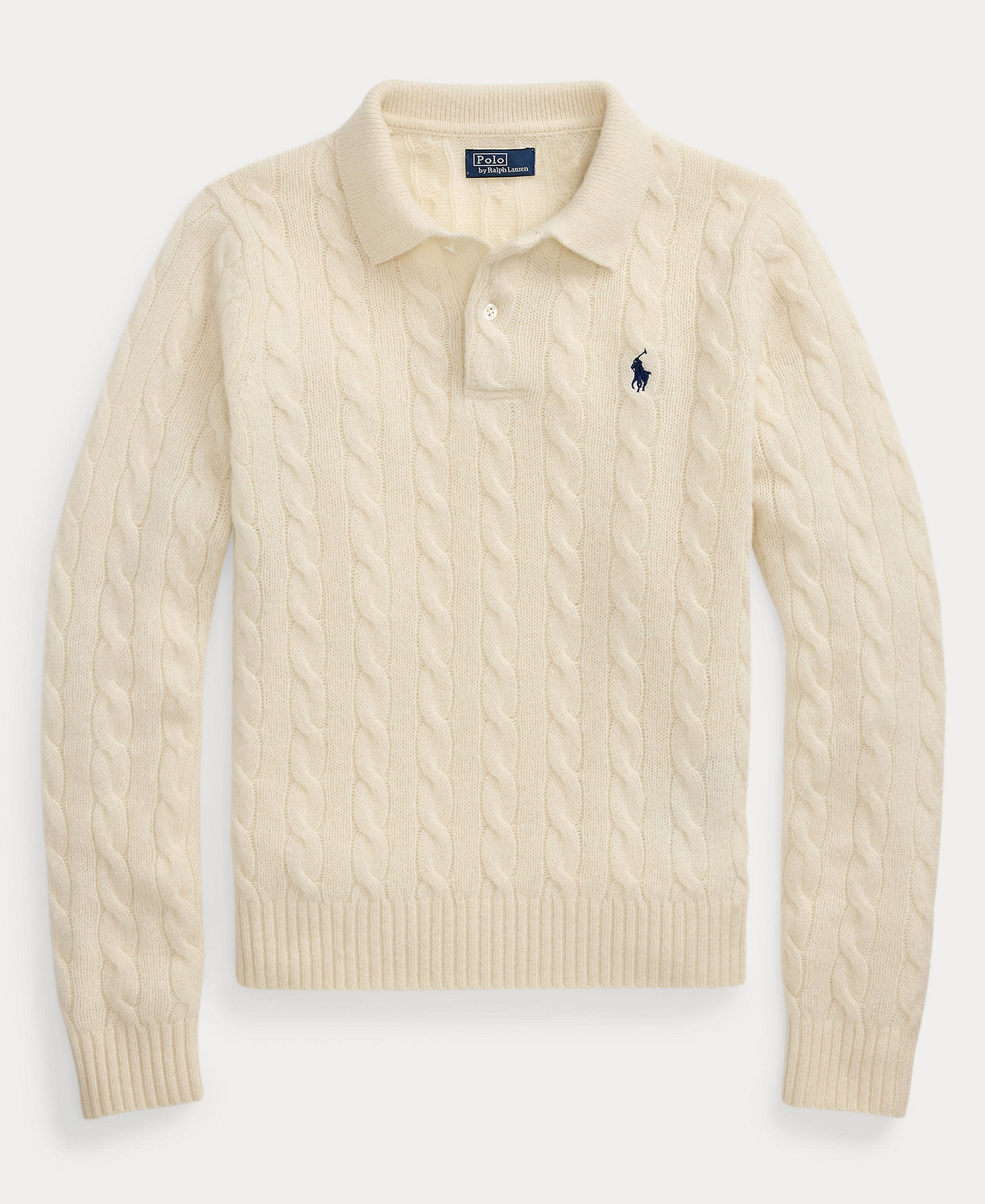 Polo Ralph Lauren Women's Cable-Knit Long-Sleeve Wool-Cashmere Sweater - Authentic Cream