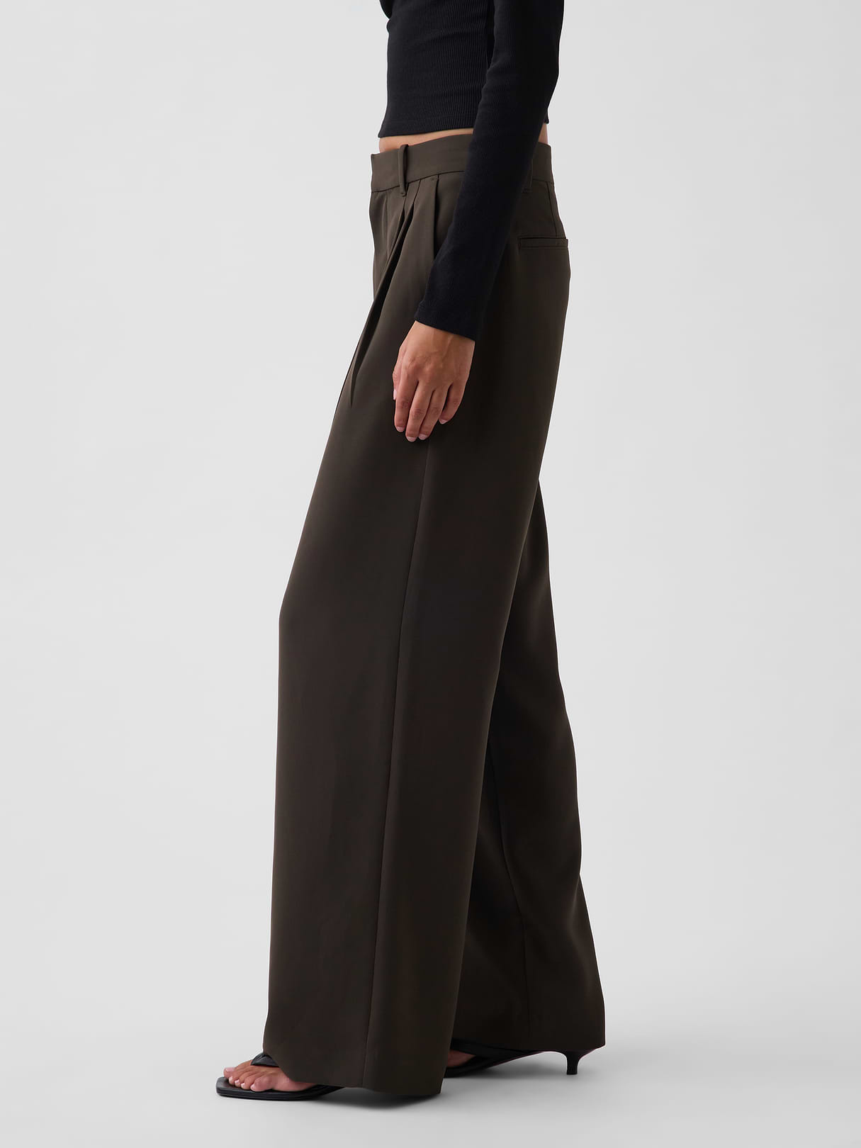 365 High Rise Pleated Trousers - Deep woods green
