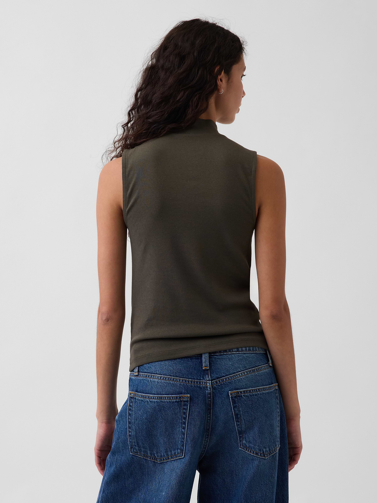 Modern Mockneck Tank Top - Bamboo green