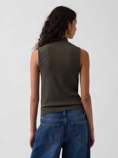 Modern Mockneck Tank Top - Bamboo green