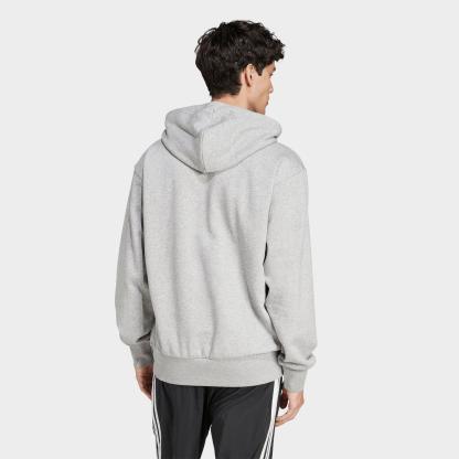 Men's adidas Essentials Feelcozy Fleece Pullover Hoodie - Medium Grey Heather/Black - view 3