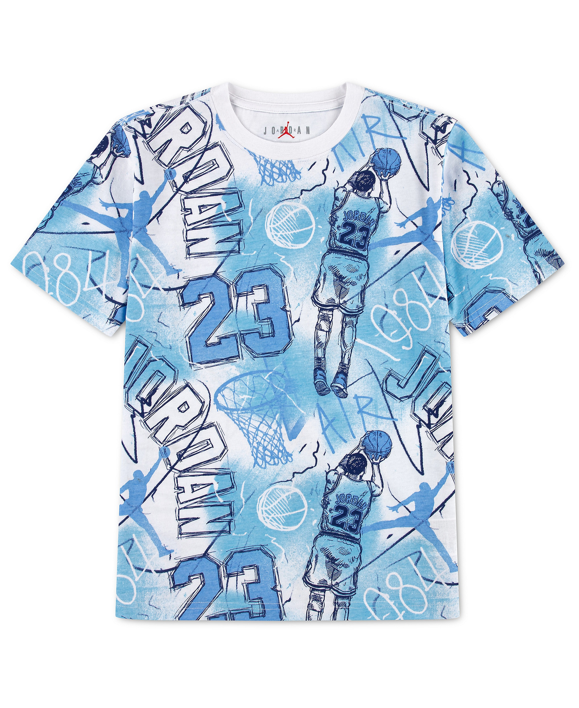 Jordan Boys' 8-20 Notebook Doodle Printed Short-Sleeve T-Shirt - White