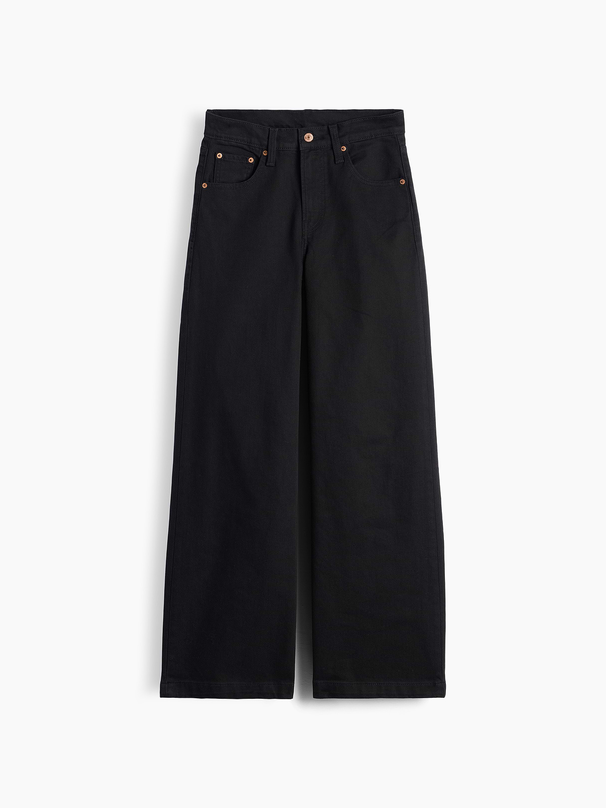 High Rise Stride Wide-Leg Jeans - Absolute black