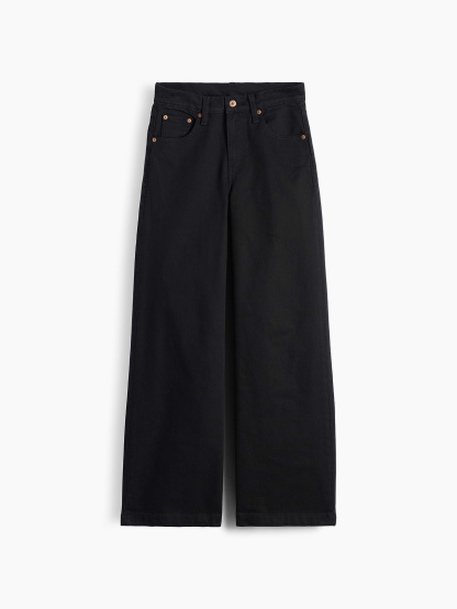 High Rise Stride Wide-Leg Jeans - Absolute black