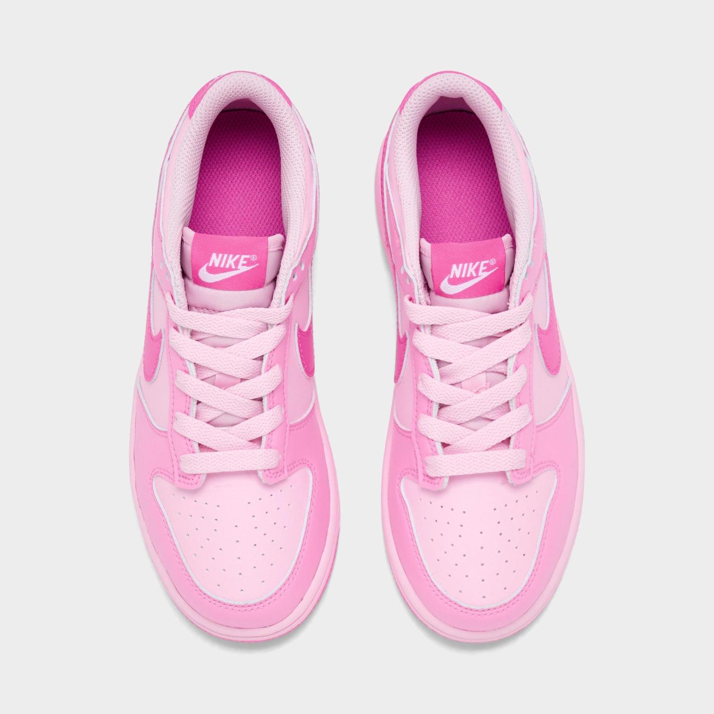 Girls' Little Kids' Nithtke Dunk Low Casual Shoes - Pink Rise/Playful Pink/Pink Foam/White - Top view