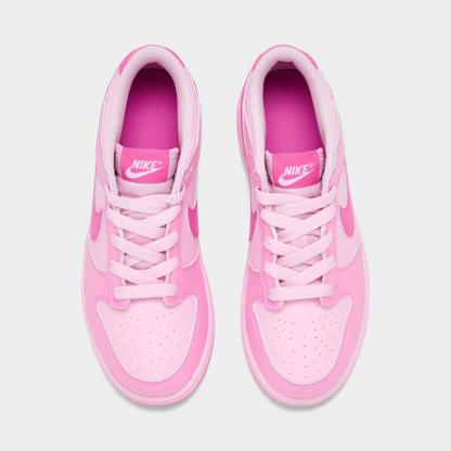 Girls' Little Kids' Nithtke Dunk Low Casual Shoes - Pink Rise/Playful Pink/Pink Foam/White - Top view