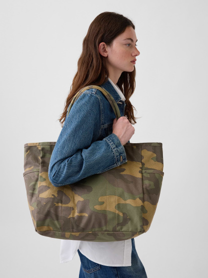 Mini Canvas Favorite Tote - Green camo