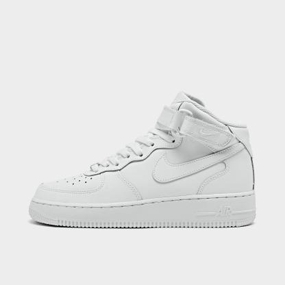 Big Kids' Nithtke Air Force 1 MId '07 LE Casual Shoes - White/White - Left shoe facing left. Outside of the shoe.