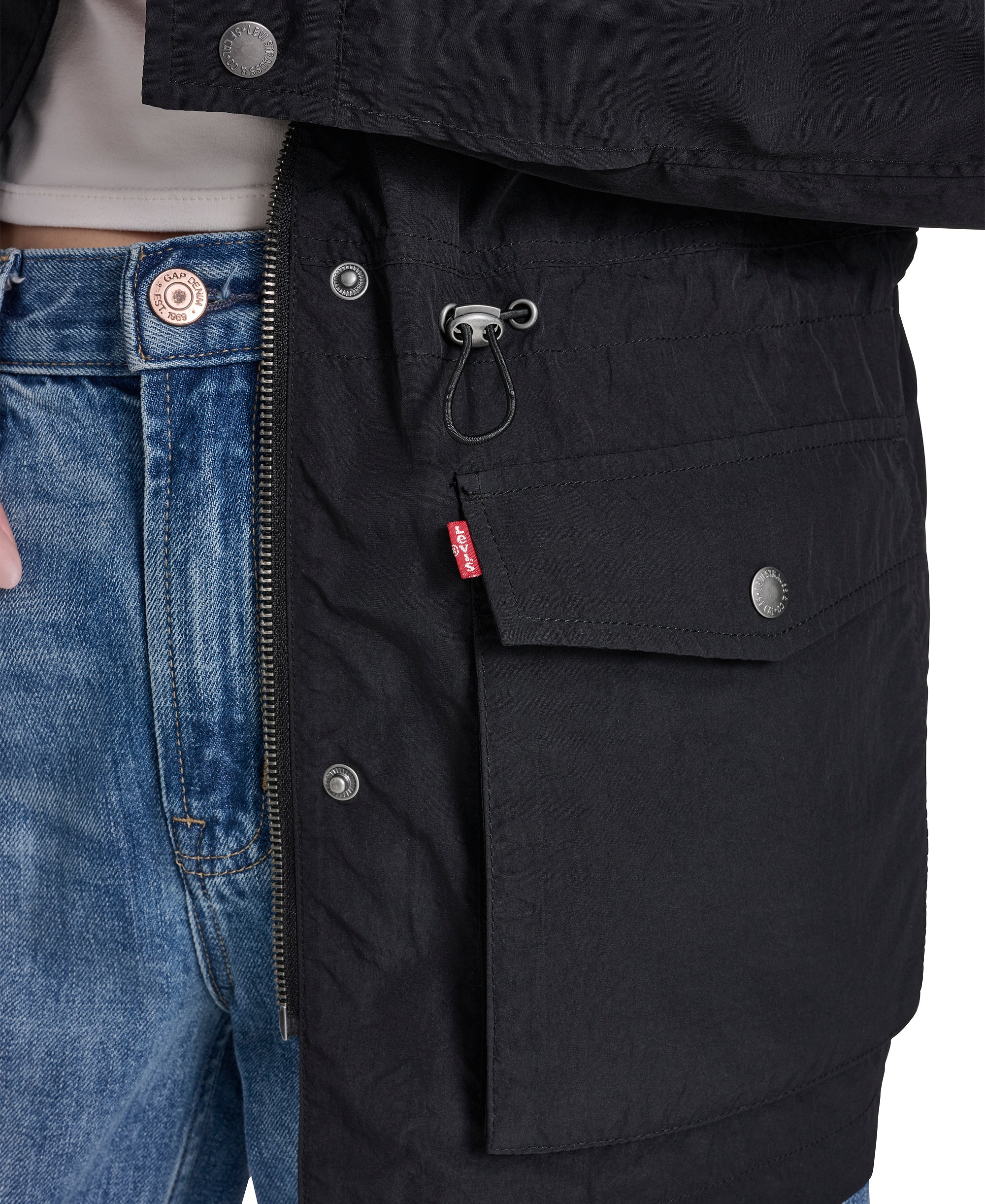 Levi's Women's Cinch-Waist Hooded Rain Anorak Jacket - Black