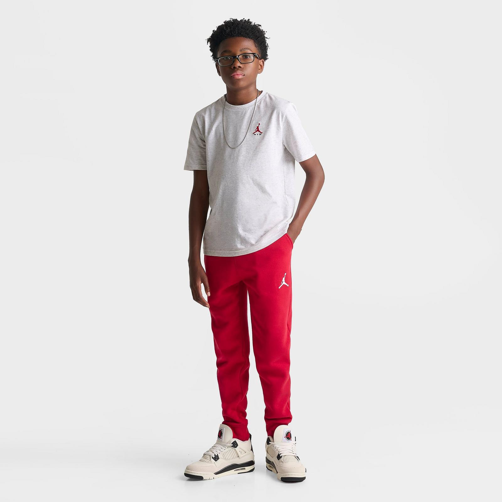 Big Kids' Jordan Brooklyn Essentials Embroidered Jumpman T-Shirt - Grey Heather - view 2
