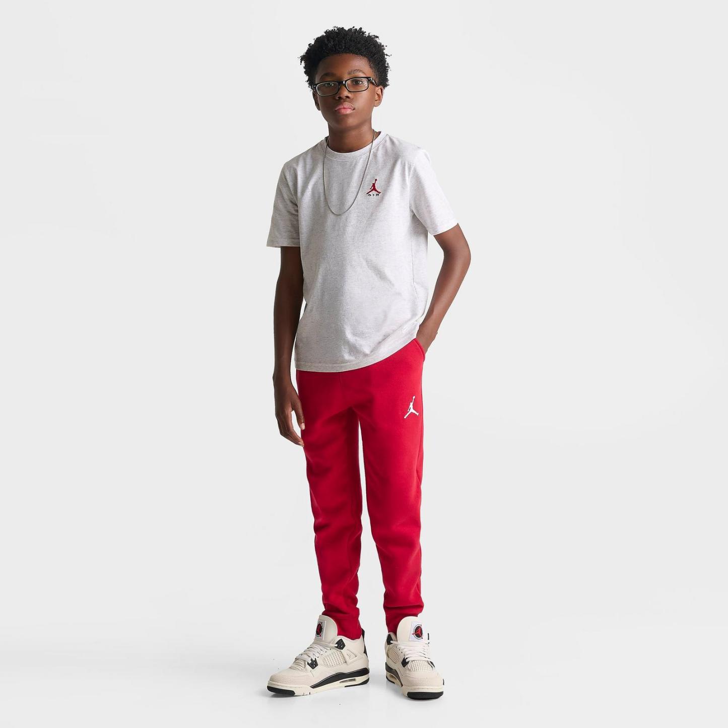 Big Kids' Jordan Brooklyn Essentials Embroidered Jumpman T-Shirt - Grey Heather - view 2