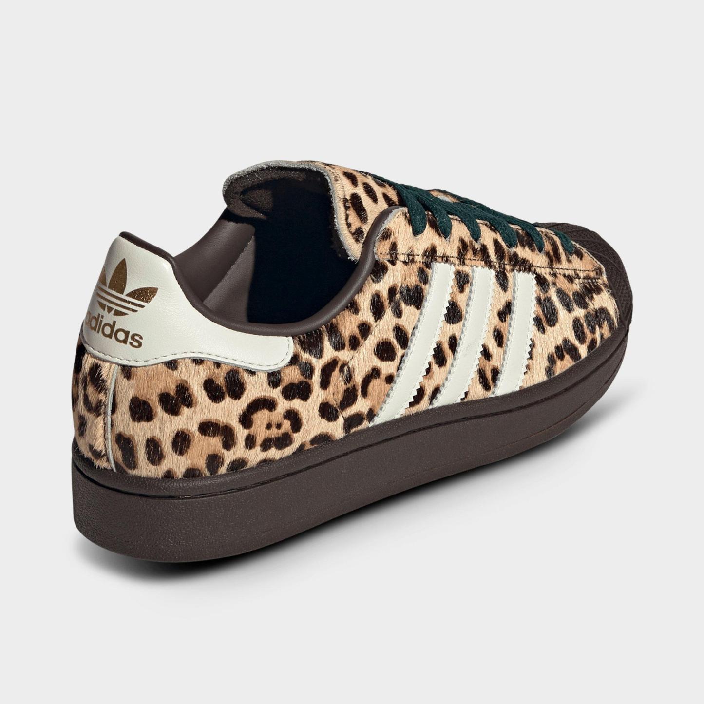 Women's adidas Originals Superstar II Casual Shoes - Dark Brown/Ivory/Gold Metallic - Back view