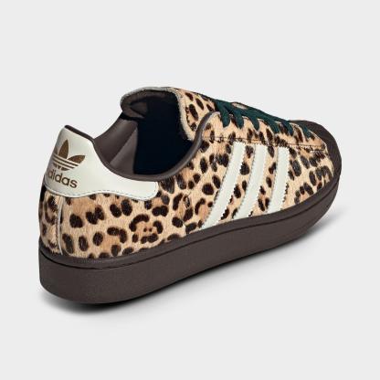 Women's adidas Originals Superstar II Casual Shoes - Dark Brown/Ivory/Gold Metallic - Back view