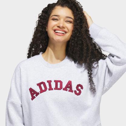 Women's adidas Sportswear Chenille Logo Graphic Sweatshirt - Light Grey Heather