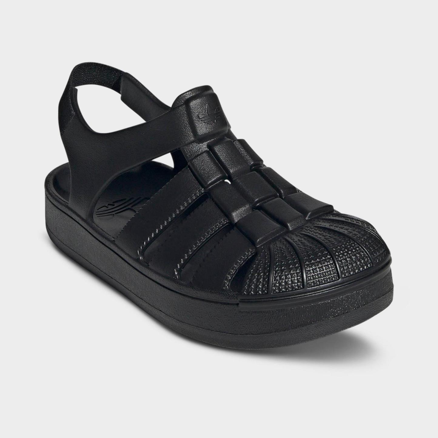 Little Kids' adidas Originals Superstar Sandals - Black/Black/Black - view 2