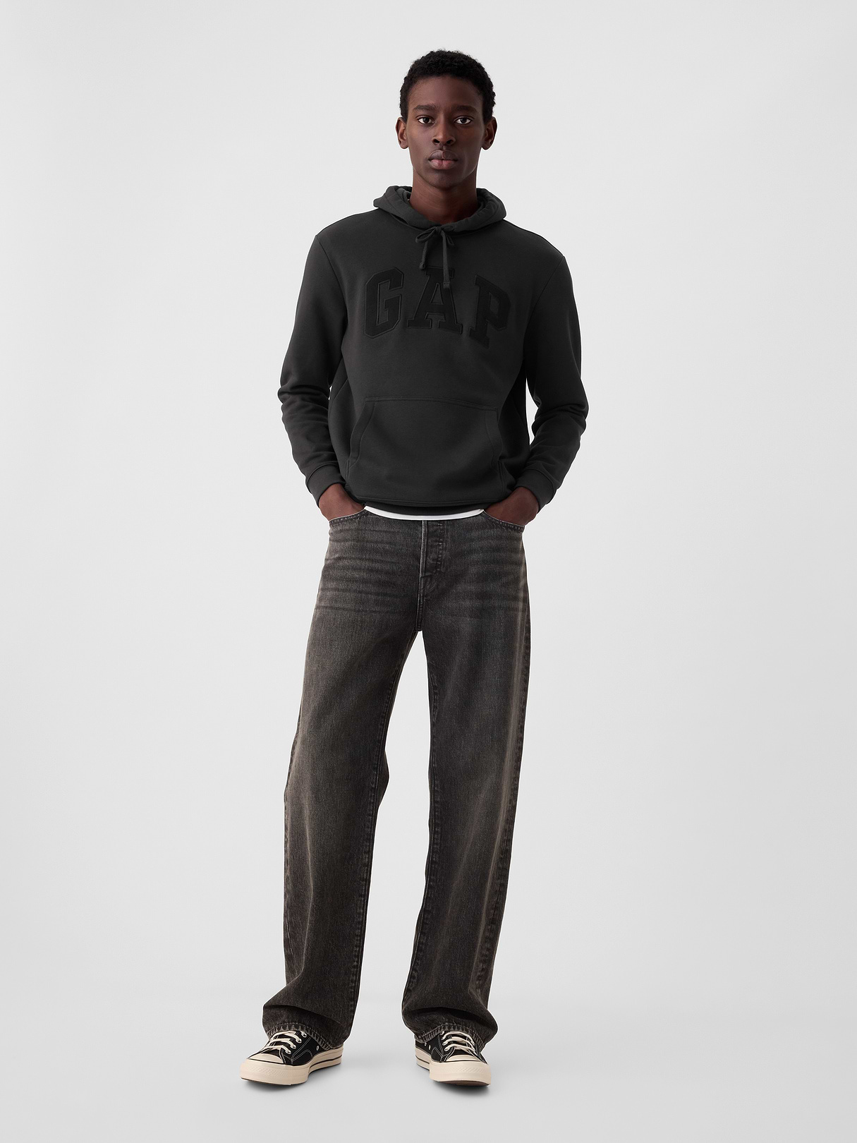 Adult VintageSoft Arch Logo Hoodie - Washed black
