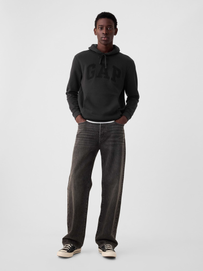 Adult VintageSoft Arch Logo Hoodie - Washed black