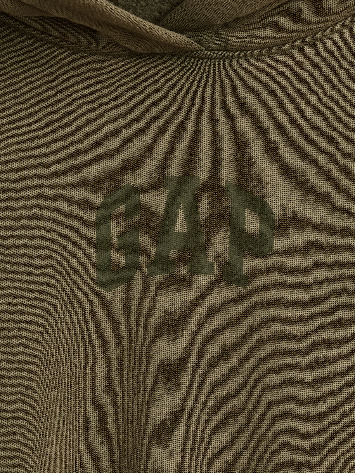 VintageSoft Crop Logo Hoodie - Black moss green wash