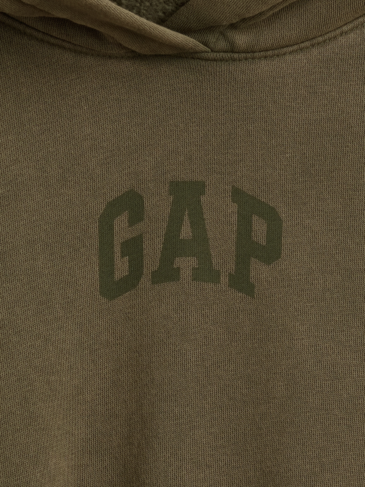 VintageSoft Crop Logo Hoodie - Black moss green wash