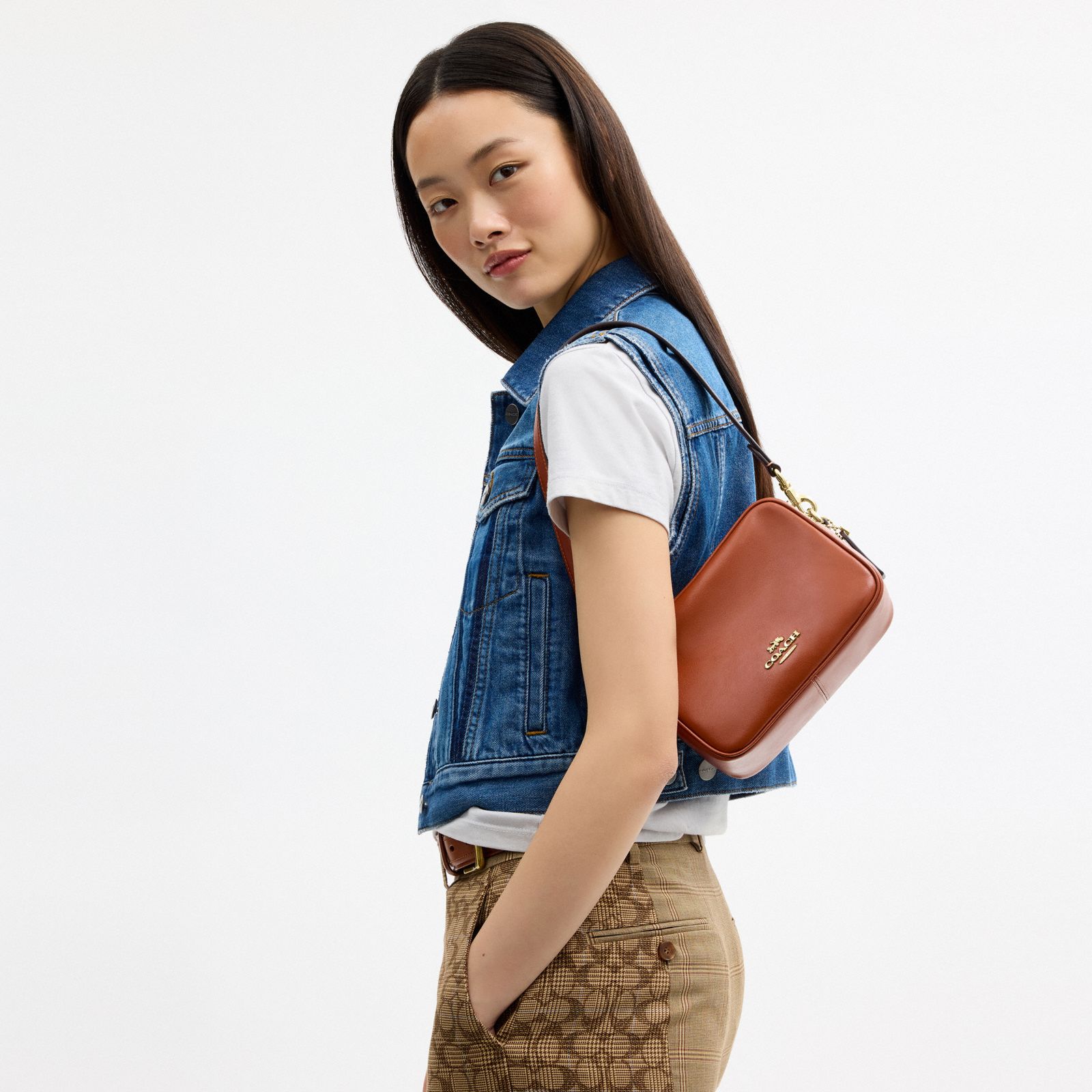 Mini Carey Crossbody Bag - Gold/Cinnamon - view 2