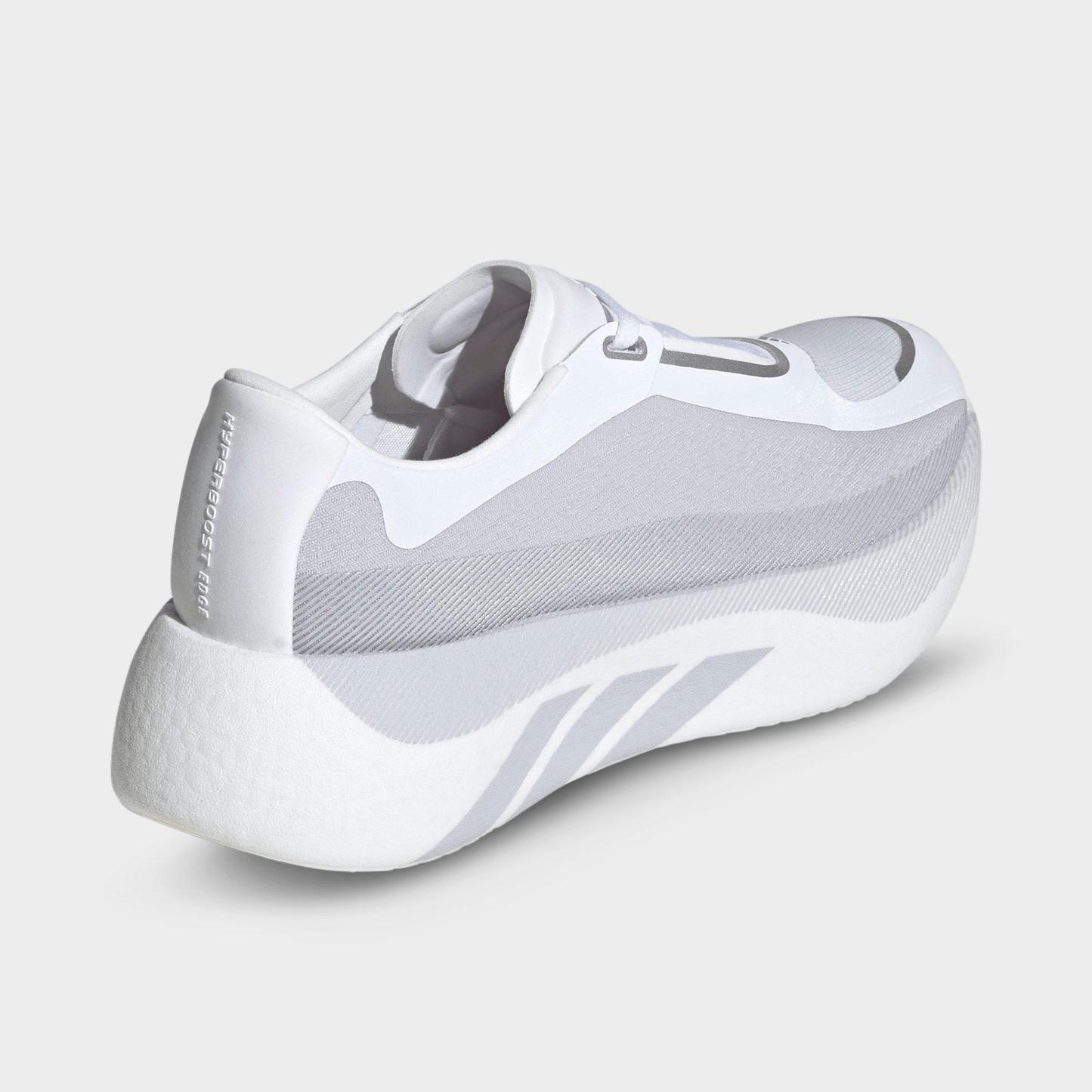 Women's adidas Hyperboost Edge Running Shoes - Part 1 - Cloud White/Light Solid Grey/Silver Metallic - Back view