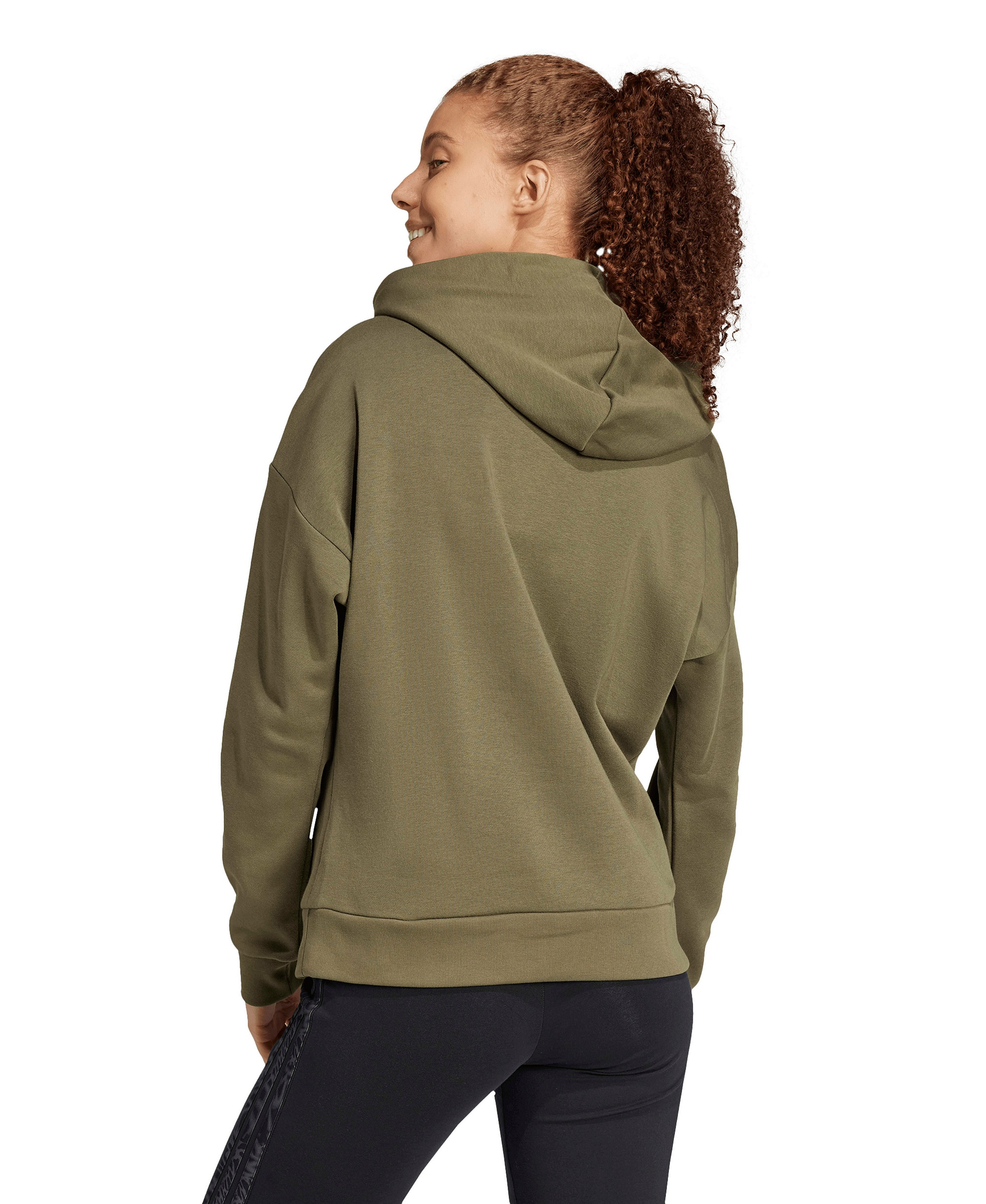 adidas Women's Essentials Long-Sleeve Logo Hoodie - Olive Strata/White