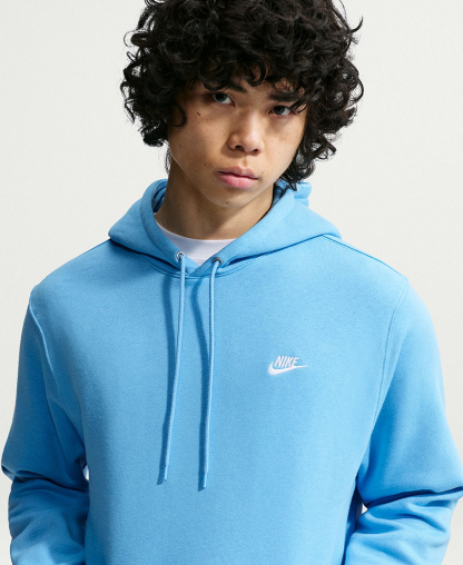 Nike Men's Club Pullover Fleece Hoodie Logo - Football Blue/White