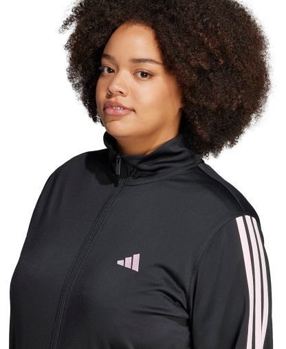adidas Plus Size Essentials Tricot Three Stripes Track Jacket - Black/Clear Pink