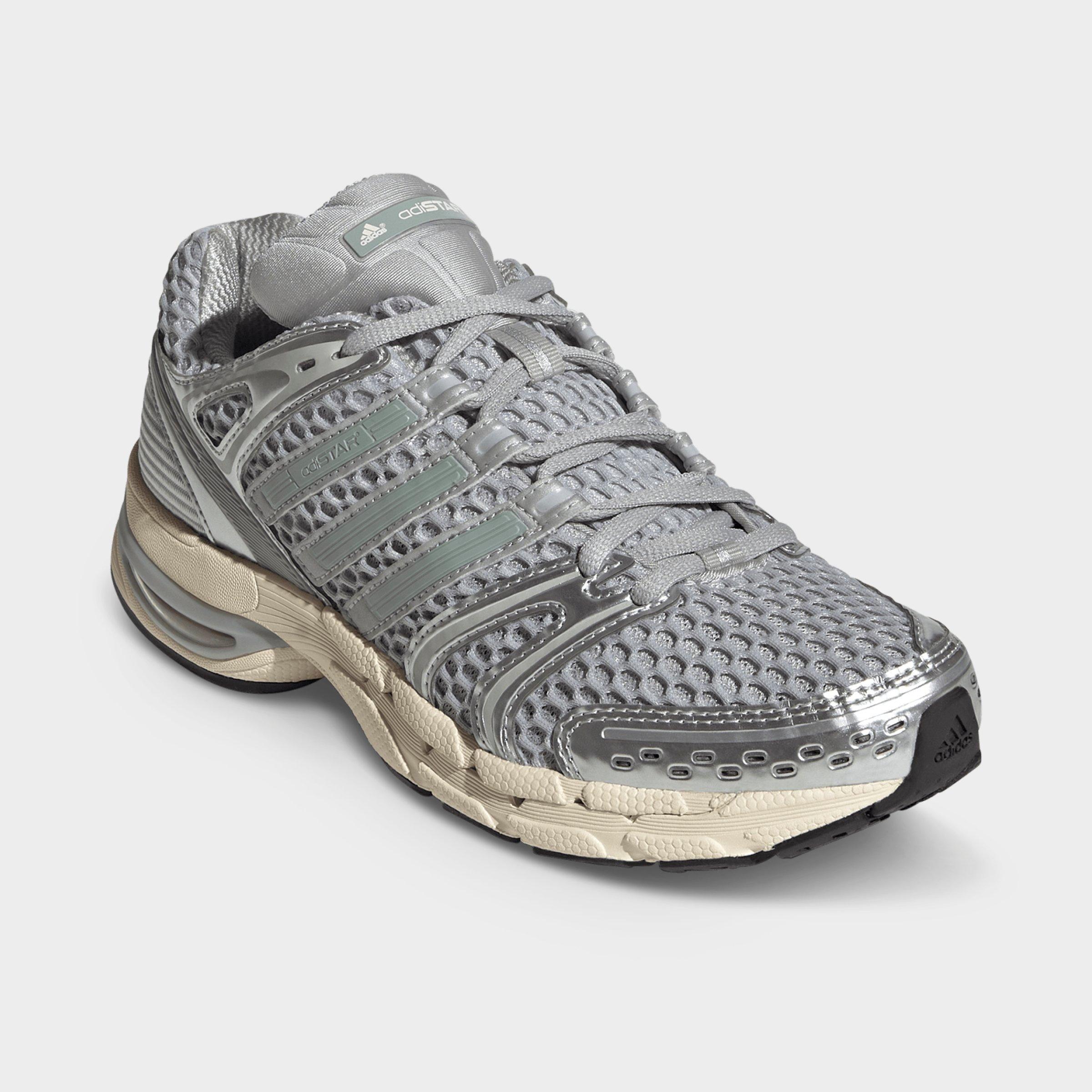 Women's adidas Adistar Control 5 Pony Print Casual Shoes - Part 1 - Grey Two/Cream White/Wonder Sage - Both shoes facing left