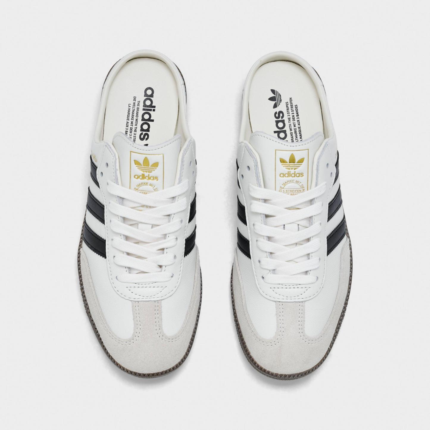 Women's adidas Originals Samba OG Mule Casual Shoes - Cloud White/Core Black/Gum - Top view
