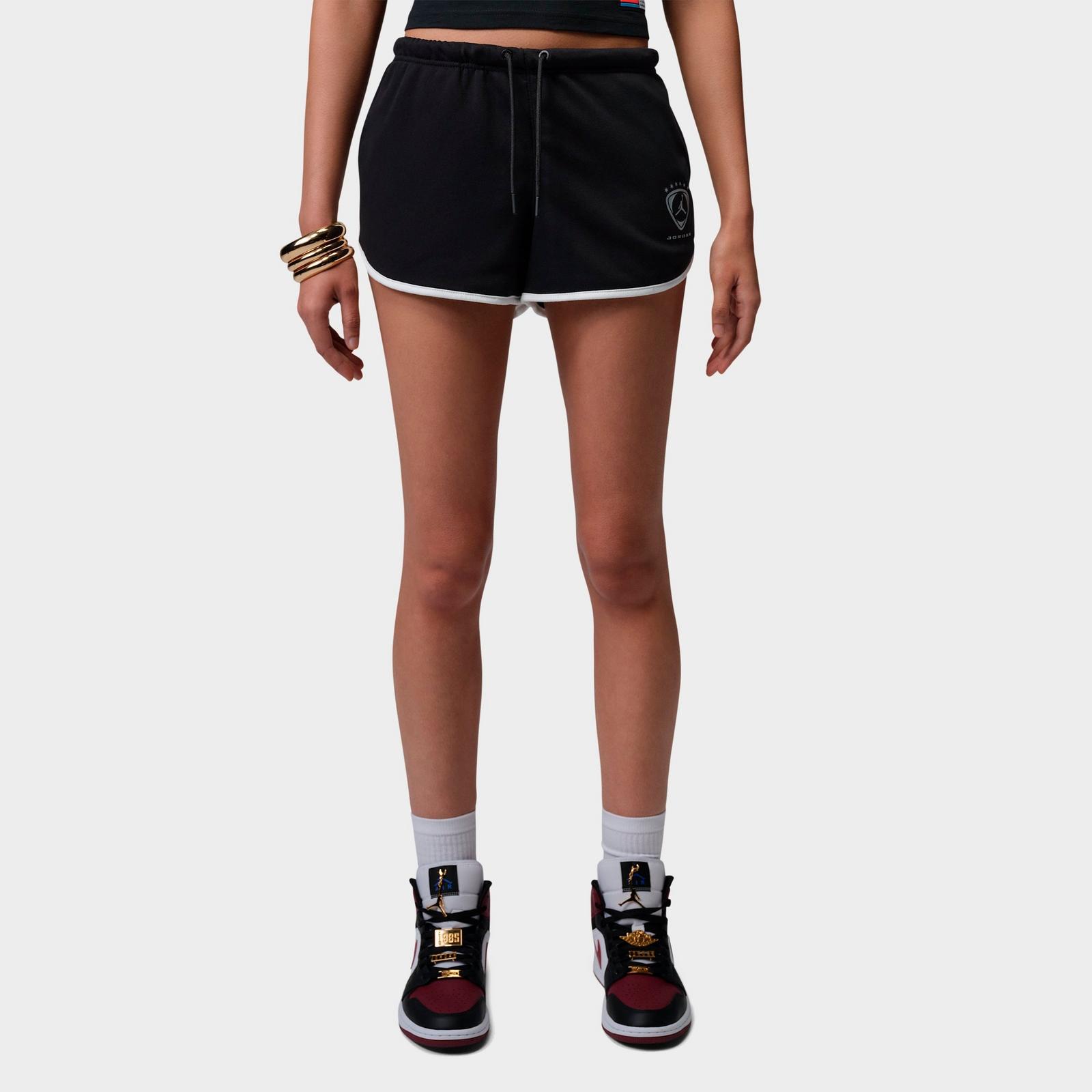 Women's Jordan Brooklyn Fleece Shorts - Black/White/Metallic Silver - view 1