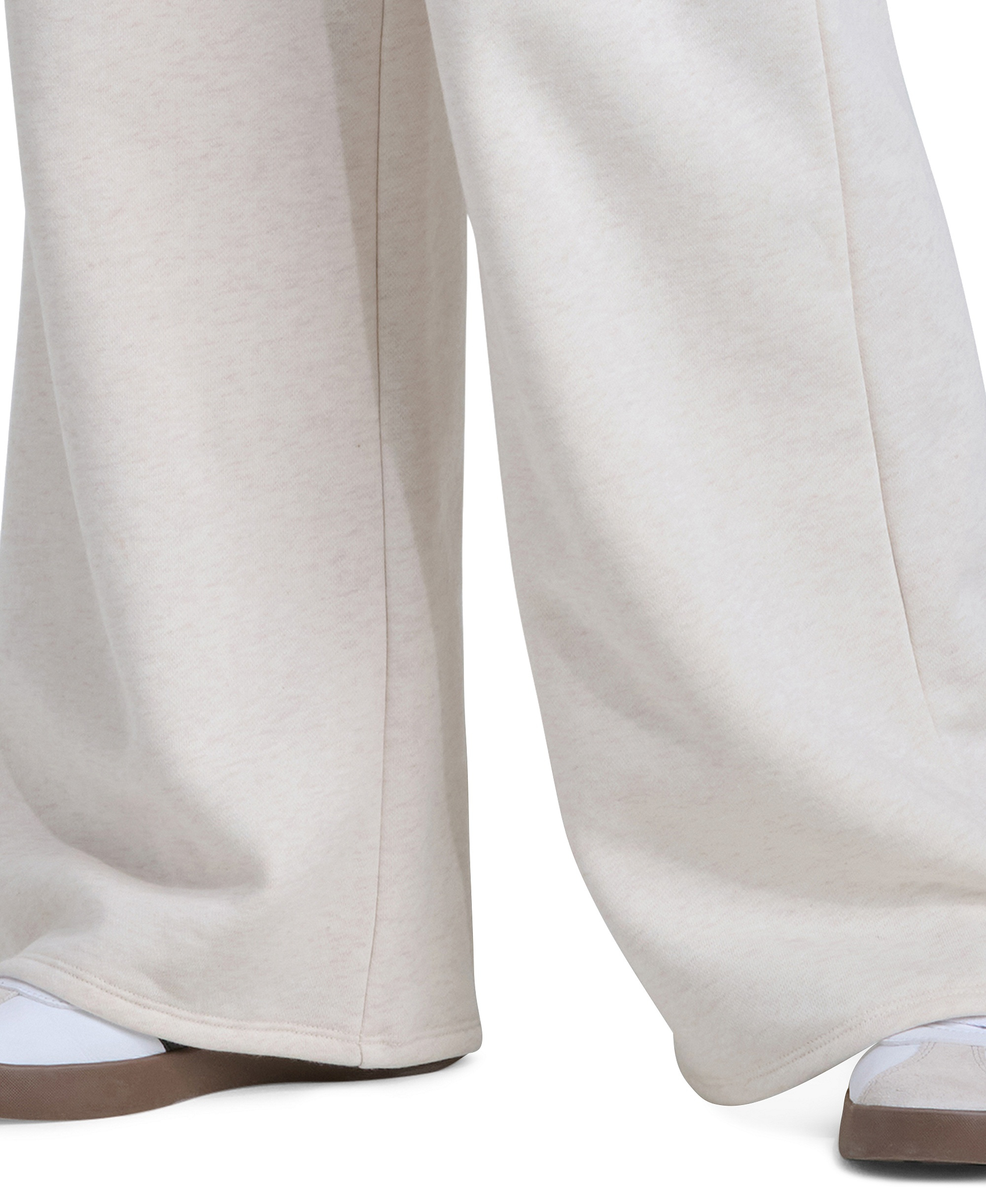 adidas Girls' 7-16 Elastic Waistband Wide Leg Heather Pants - Oatmeal Heather