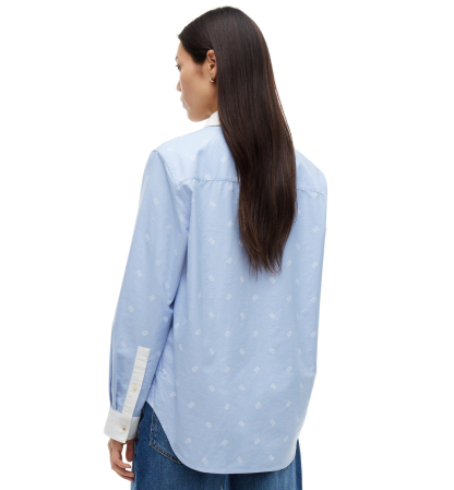 Tommy Hilfiger Women's American Icons Critter Long-Sleeve Oxford Shirt, Macy's Exclusive - Sky Blue Flag Critter