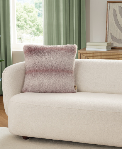 UGG® Clyde Faux Fur Pillow, 20" x 20" - Rosewood, Snow