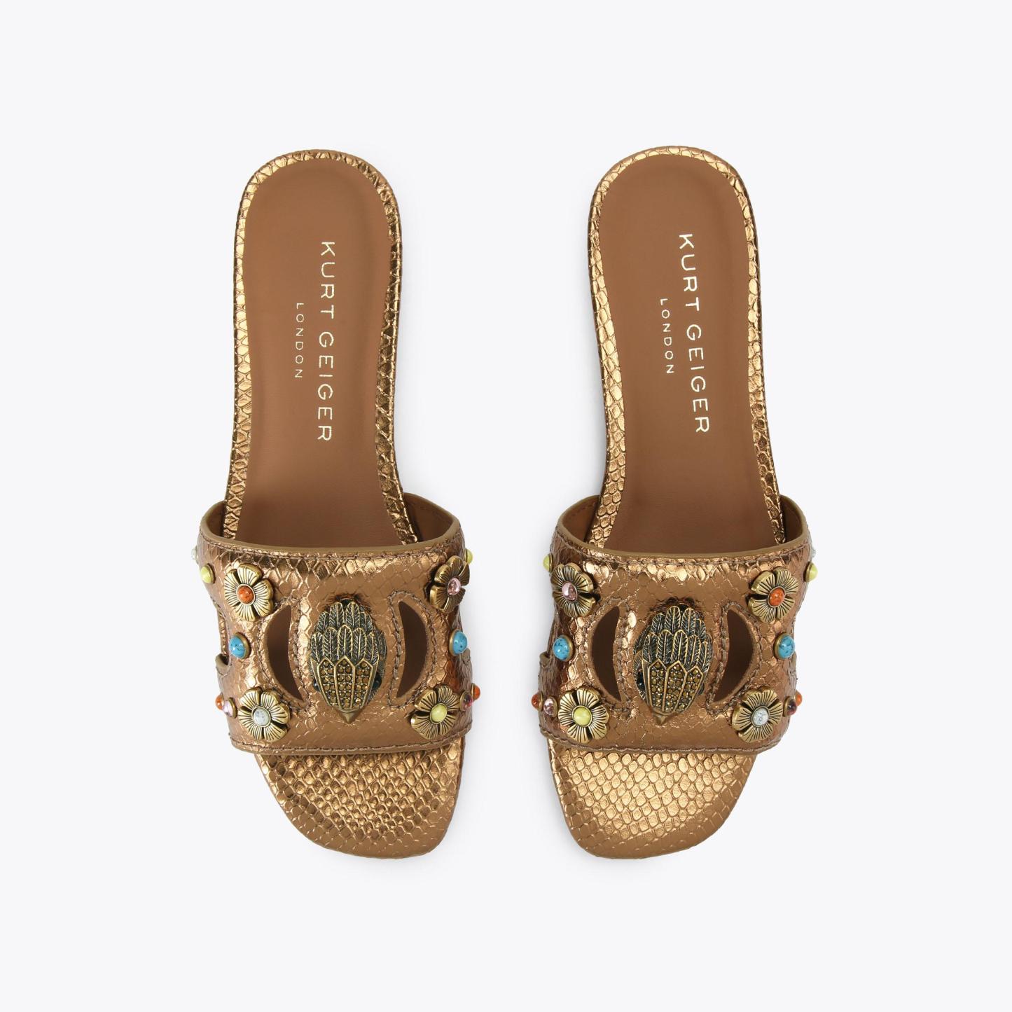 Kurt Geiger London Eagle Cut Out Flat Sandal - Metallics - view 3