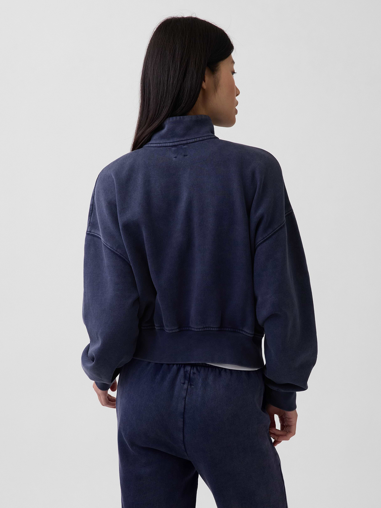 VintageSoft Oversized Half-Zip Wedge Pullover - Tapestry navy blue wash