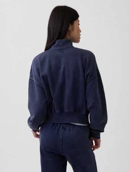 VintageSoft Oversized Half-Zip Wedge Pullover - Tapestry navy blue wash