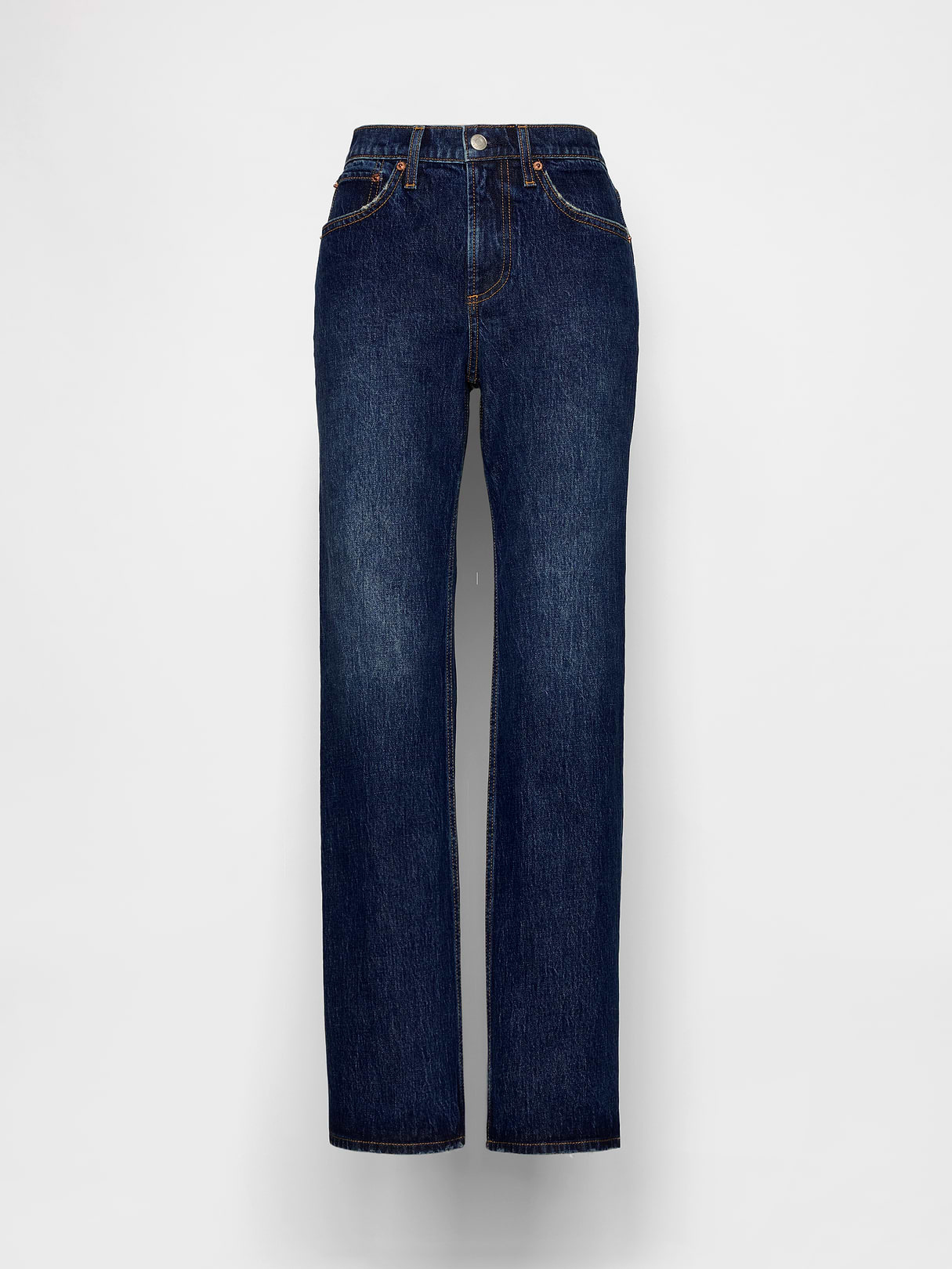 Mid Rise Relaxed Straight Jeans - Dark wash