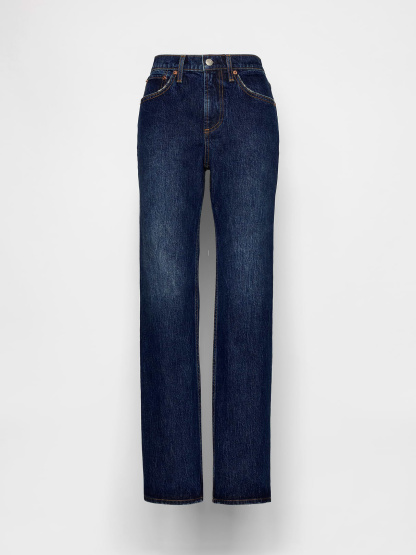 Mid Rise Relaxed Straight Jeans - Dark wash