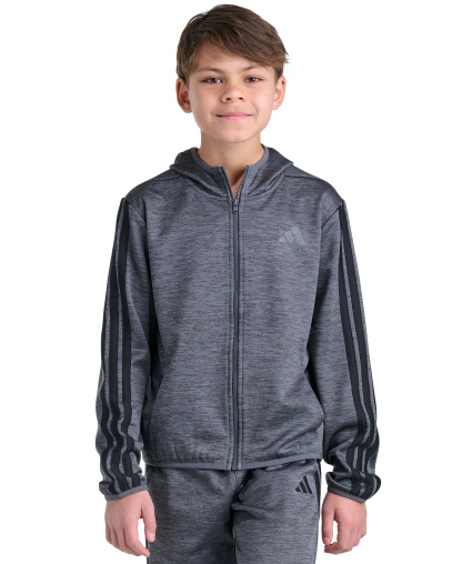 adidas Boys' 8-20 Long-Sleeve Hooded Jacket - Dark Gray Heather