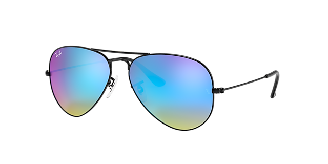 Ray-Ban Aviator Flash Lenses Gradient - Frame: Black / Lens: Blue