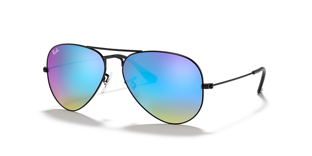 Ray-Ban Aviator Flash Lenses Gradient - Frame: Black / Lens: Blue
