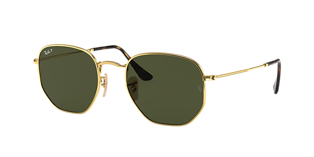 Ray-Ban Hexagonal Flat Lenses - Frame: Gold / Lens: Green